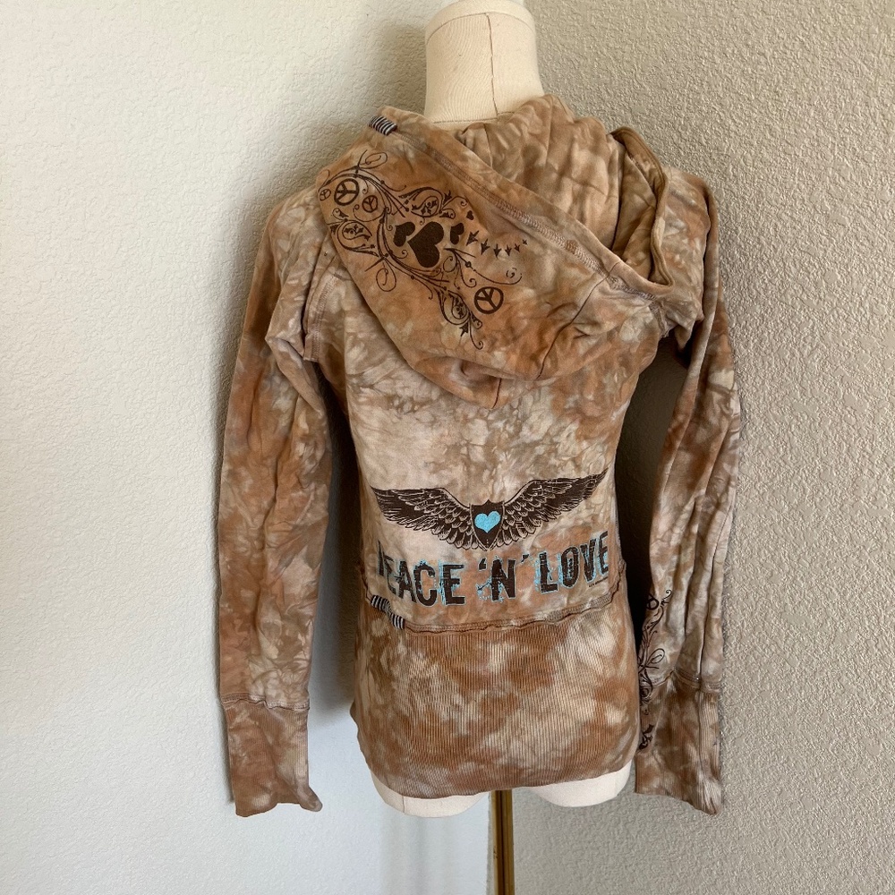 Bejeweled LTM International “Peace ‘N’ Love” Tie-Dye Zip Hoodie
